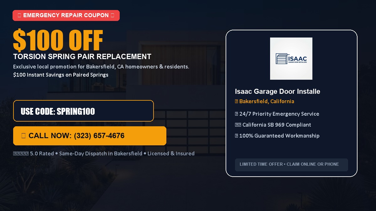 $100 OFF Heavy-Duty Torsion Spring Pair Replacement in Bakersfield, CA